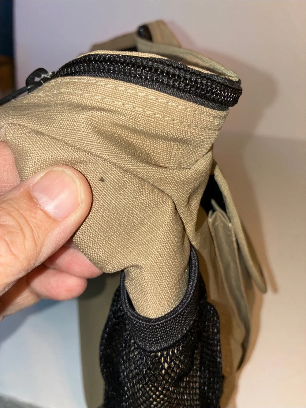 L.L. Bean Tan Nylon Crossbody Messenger Bag with Black Strap